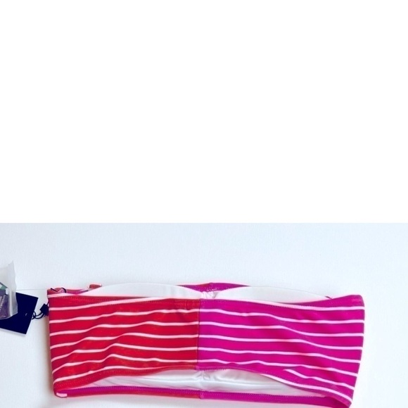 TOMMY HILFIGER Striped Bandeau Bikini Bra Top in Sail Away Striped Dahlia Soft L - Picture 7 of 10